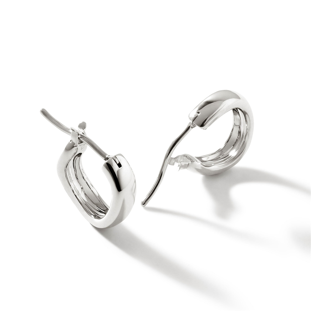 Sterling Silver 12mm Surf Huggie Earrings