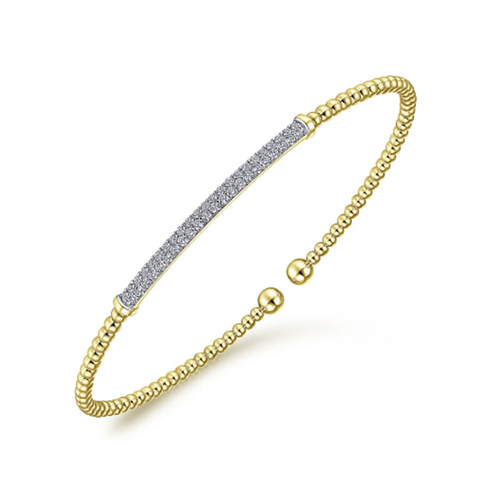 14K Yellow Gold Bujukan Diamond Bar Split Bangle