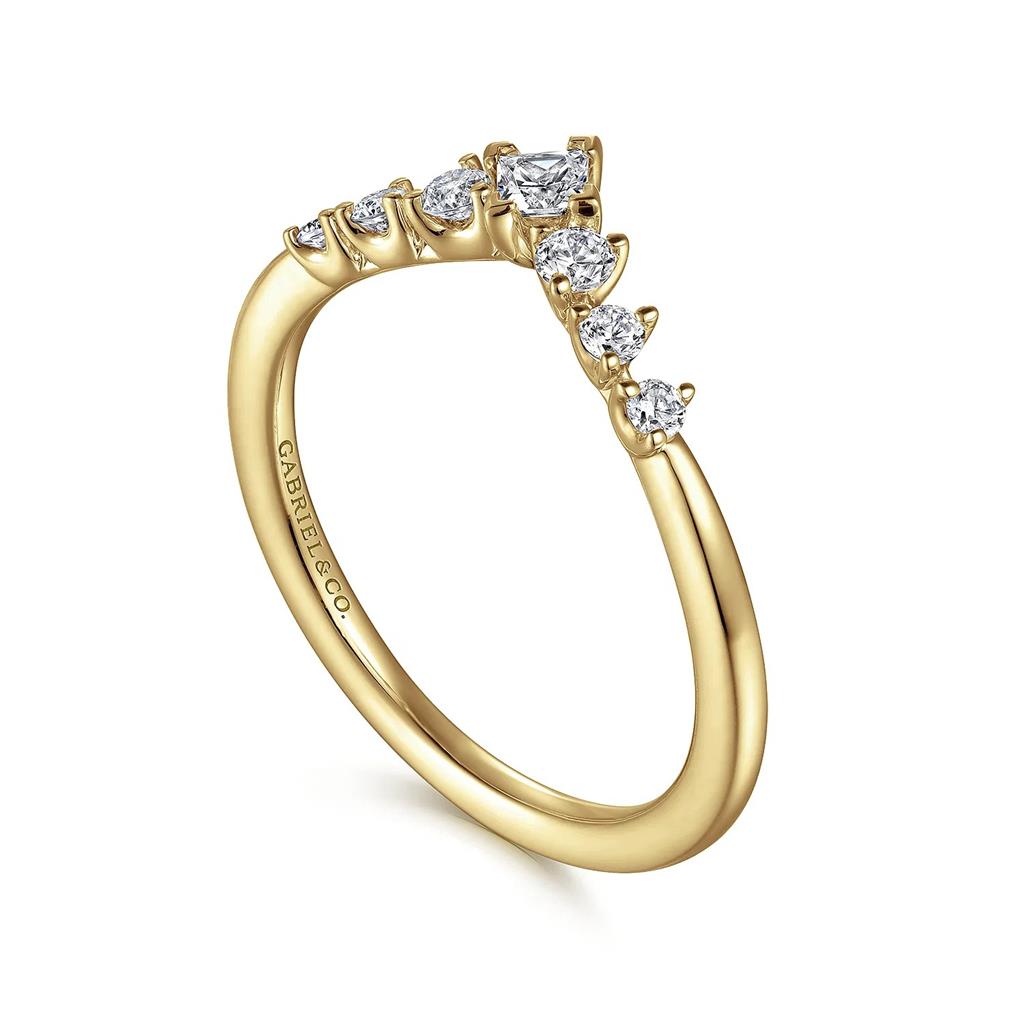14K Yellow Gold Curved Diamond Anniversary Band