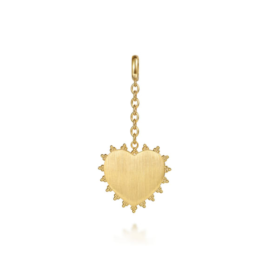 14kt Yellow Gold Bujukan Engravable Heart Medallion Pendant