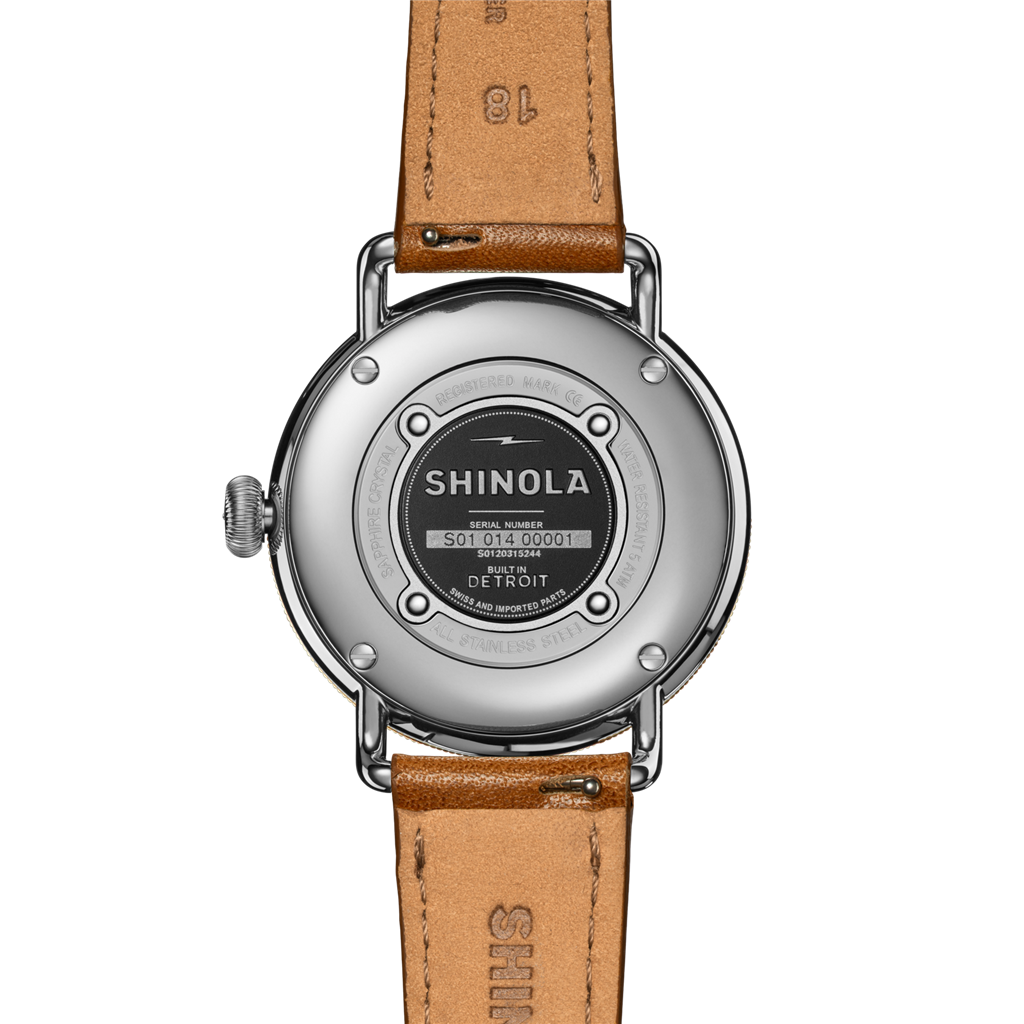 Shinola S0120315244 Canfield 38mm Mother of Pearl Arabic Dial Tan Leather Watch