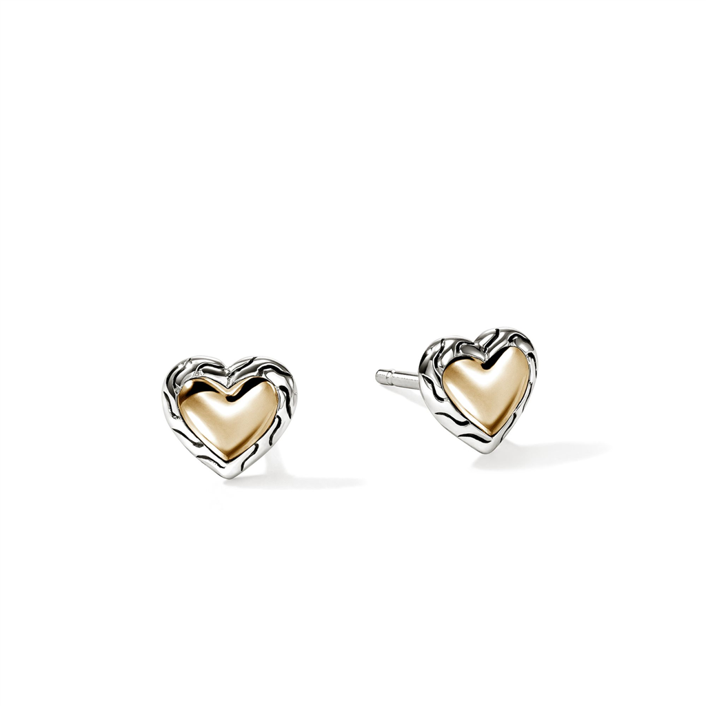 Sterling Silver & 14KT Yellow Gold Essential Heart Stud Earrings