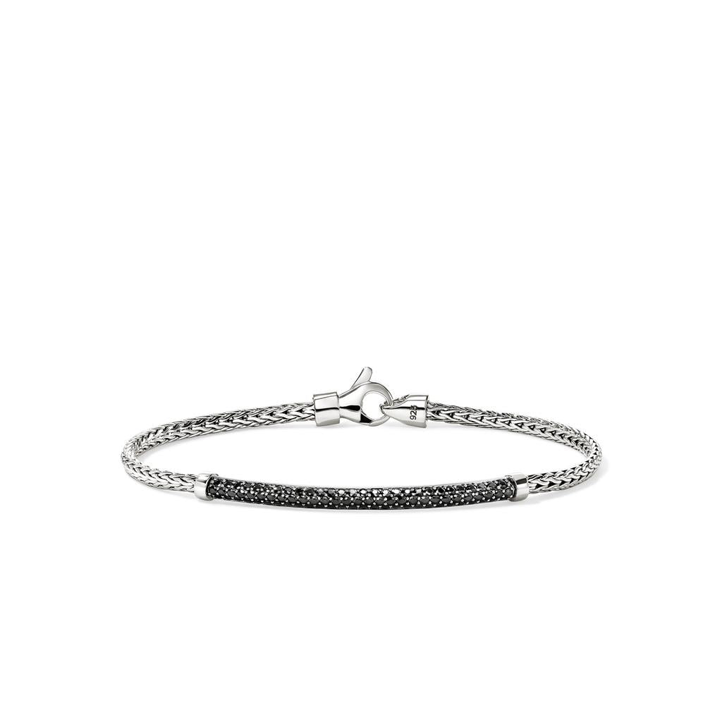 Sterling Silver Black Sapphire Essential Pavé 2.5mm Bracelet BUS987084BLSXUM