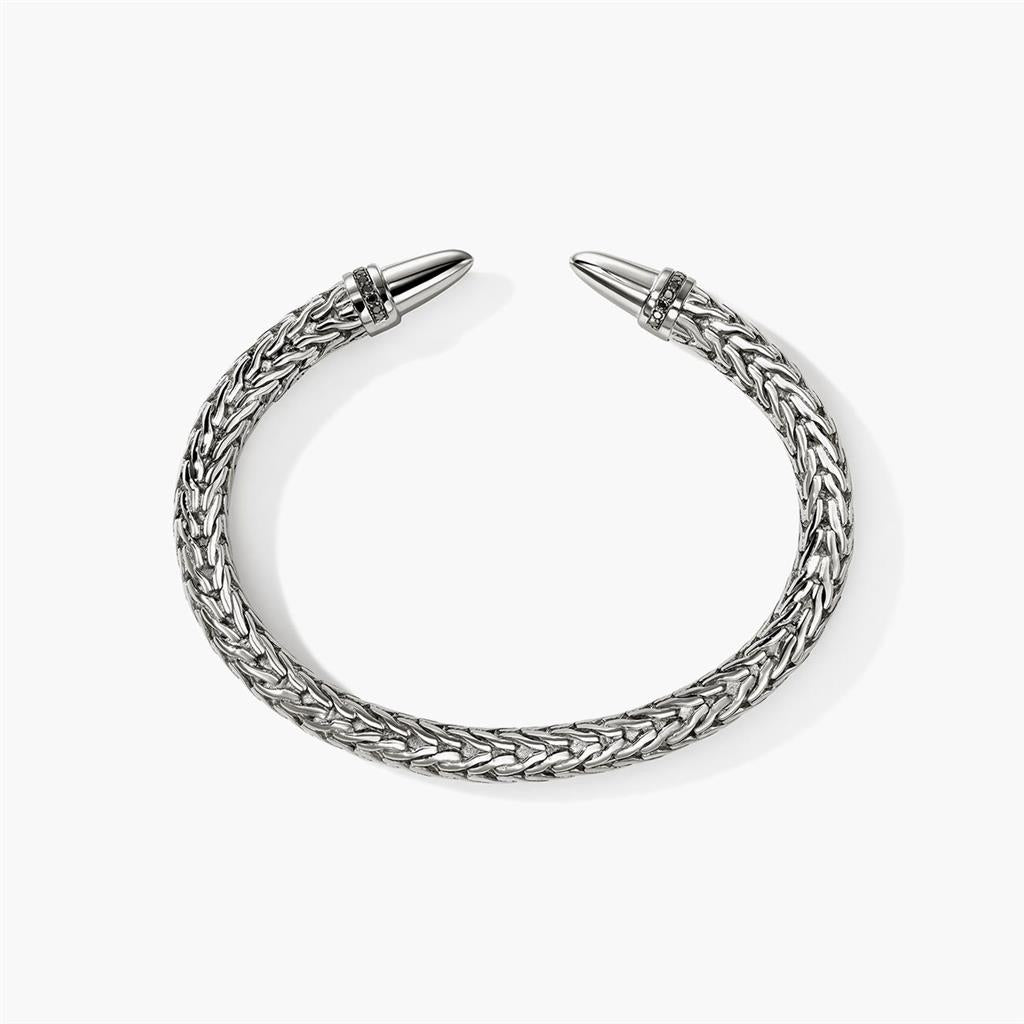 Spear 50 Silver Flex Cuff with Black Diamonds