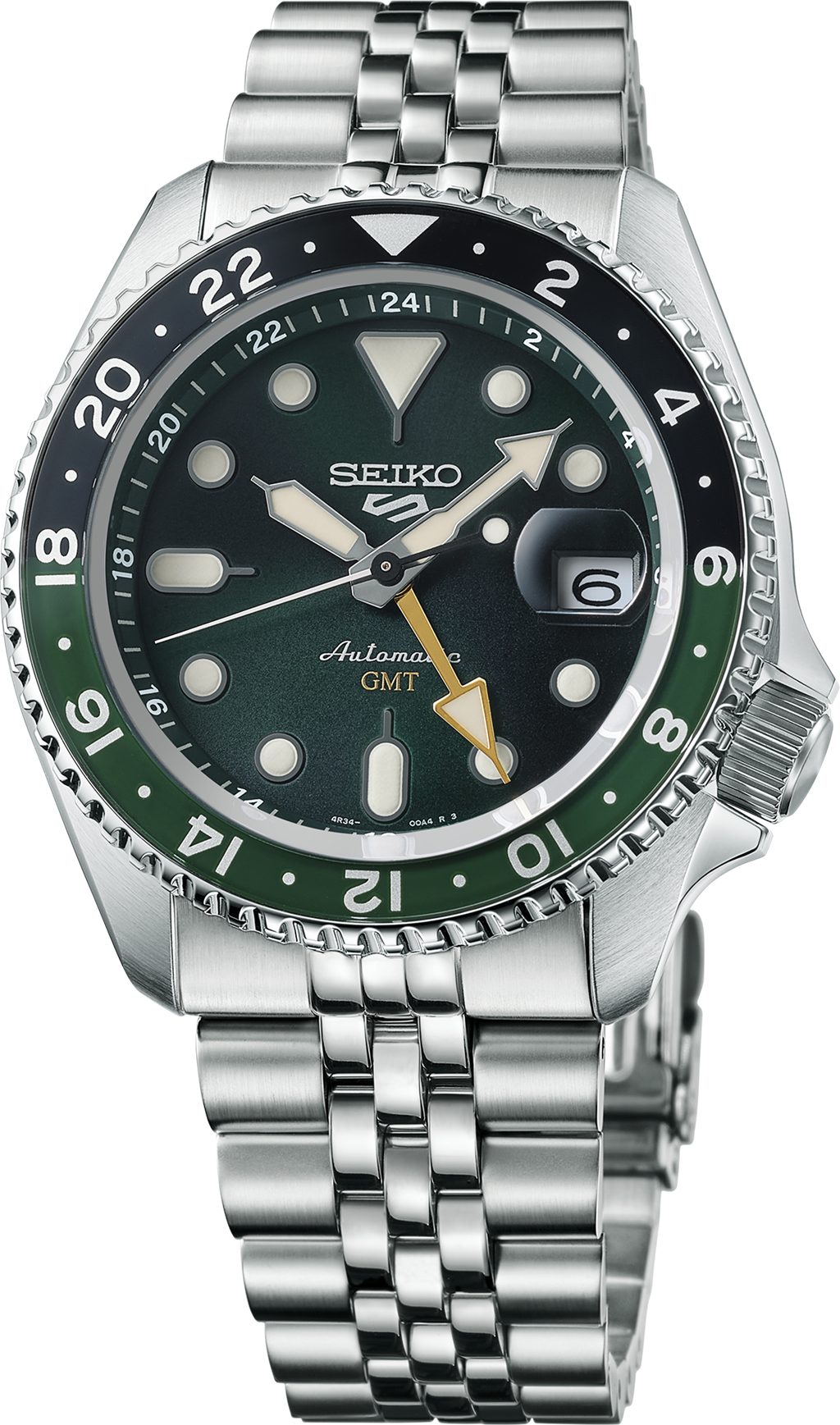 Seiko 5 Sport Stainless Steel Green Index SKX GMT SSK035