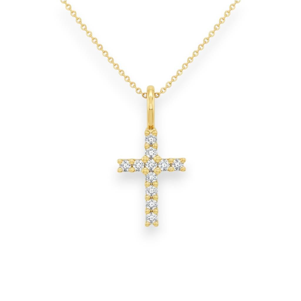 18K Yellow Gold Diamond Cross Pendant | 0.10 CTW