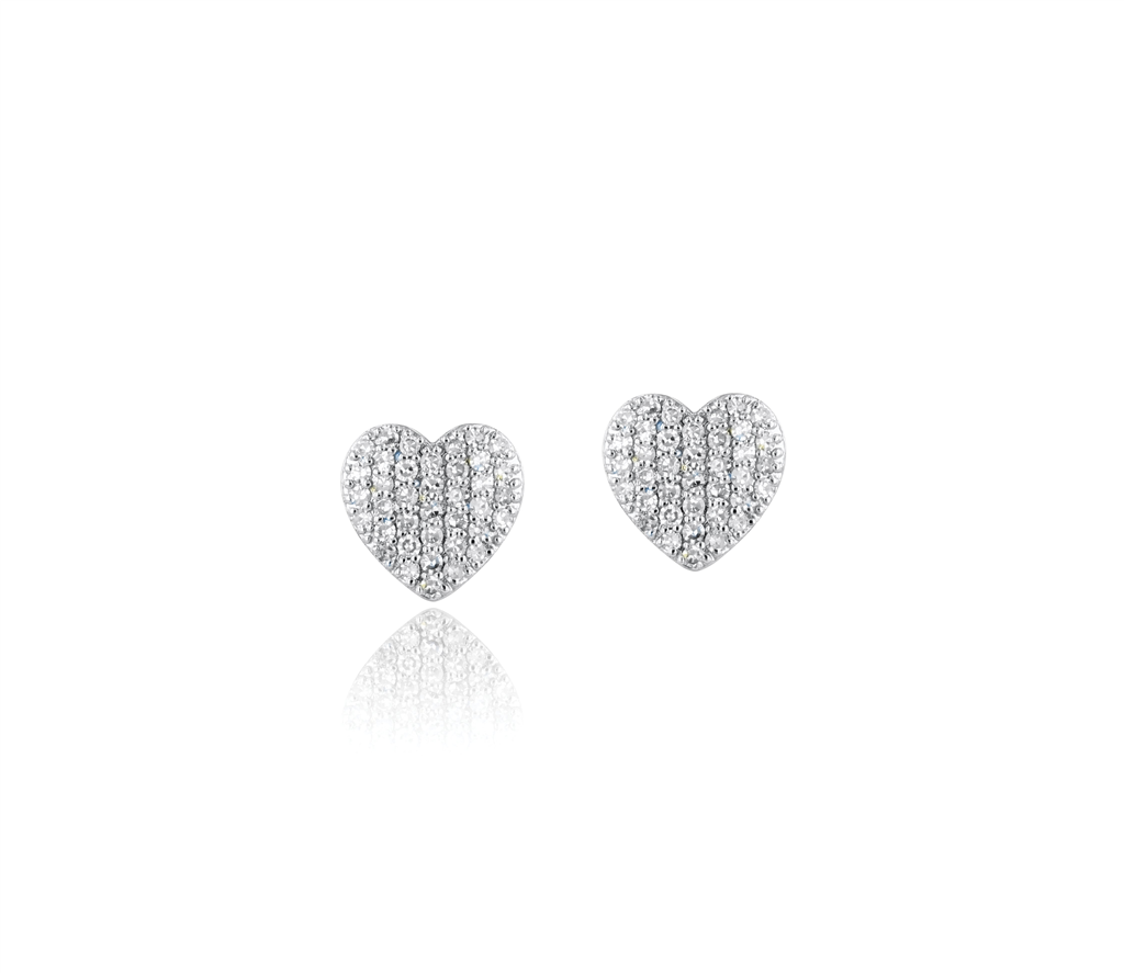Micro Infinity Heart Diamond Stud Earrings
