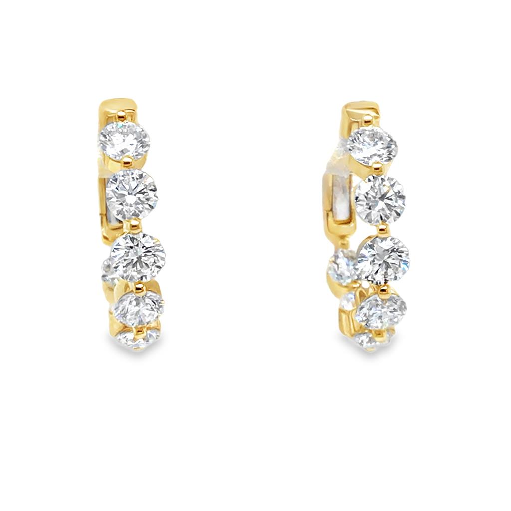 14kt Yellow Gold Round In/Out Diamond Hoop Earrings – 3.37ct Total Diamonds