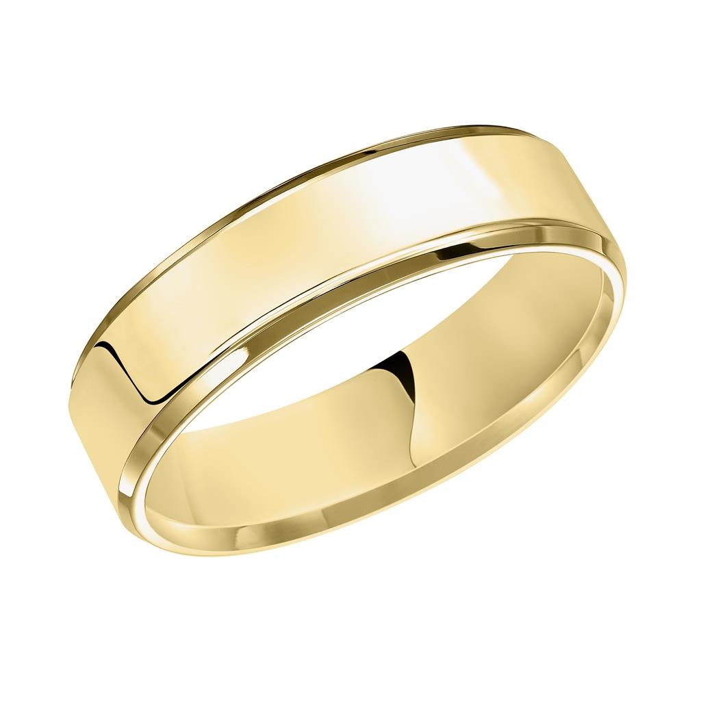 14K Yellow Gold 5mm Flat Bevel Edge Wedding Band