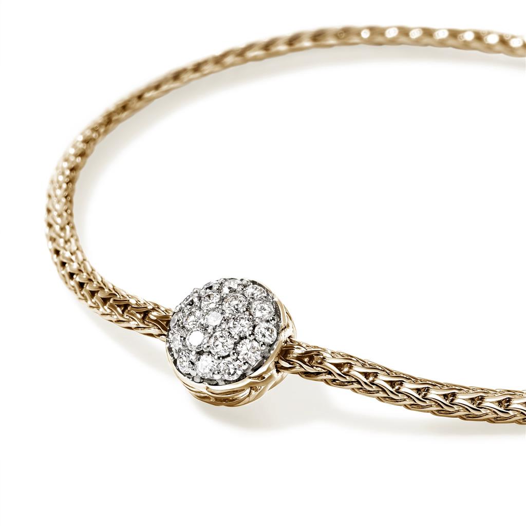 14kt Yellow Gold Essentials Diamond Pavé Single Station 1.8mm Bracelet - close view