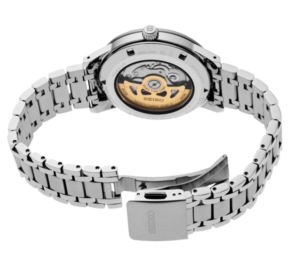 Seiko Presage Style 60s Stainless Steel Silver Index Dial Watch - below view