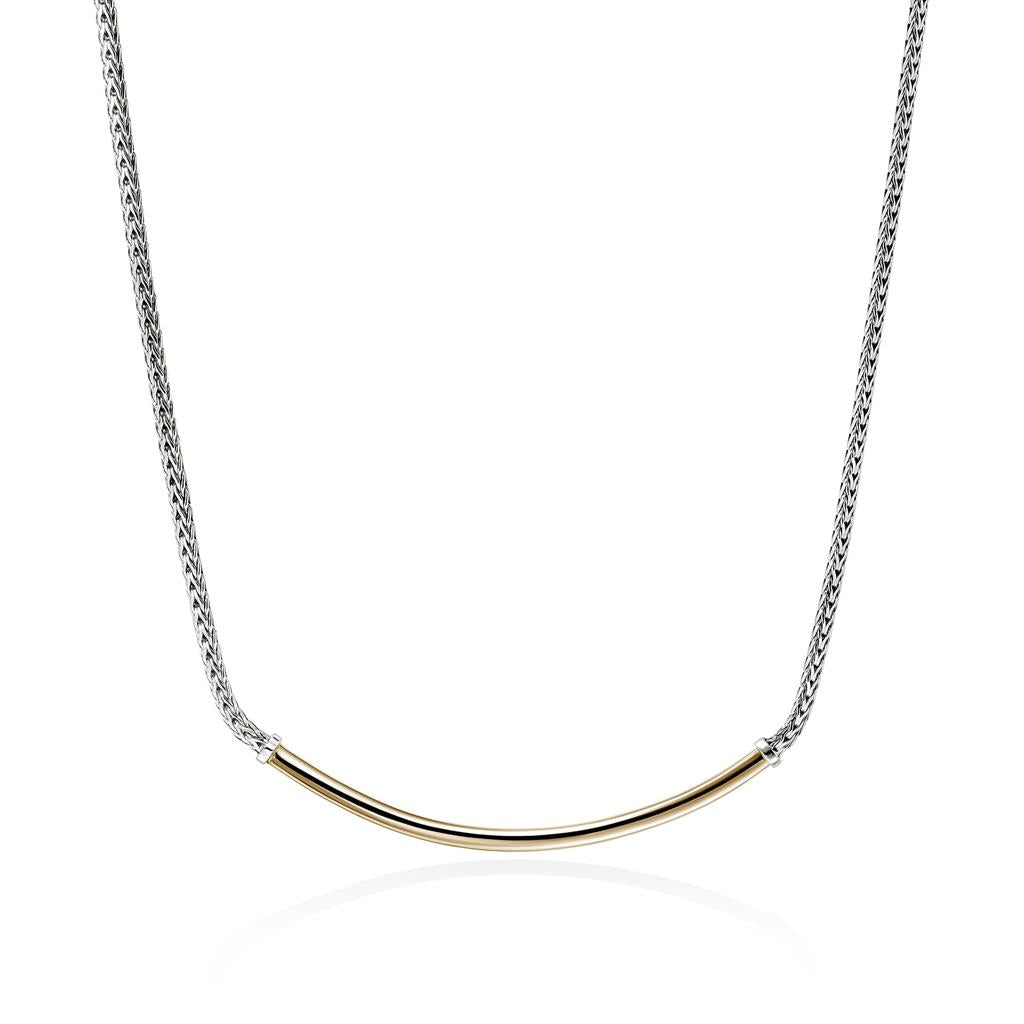 Ladies Sterling Silver & 14kt Yellow Gold 2.5mm Mini Chain Necklace