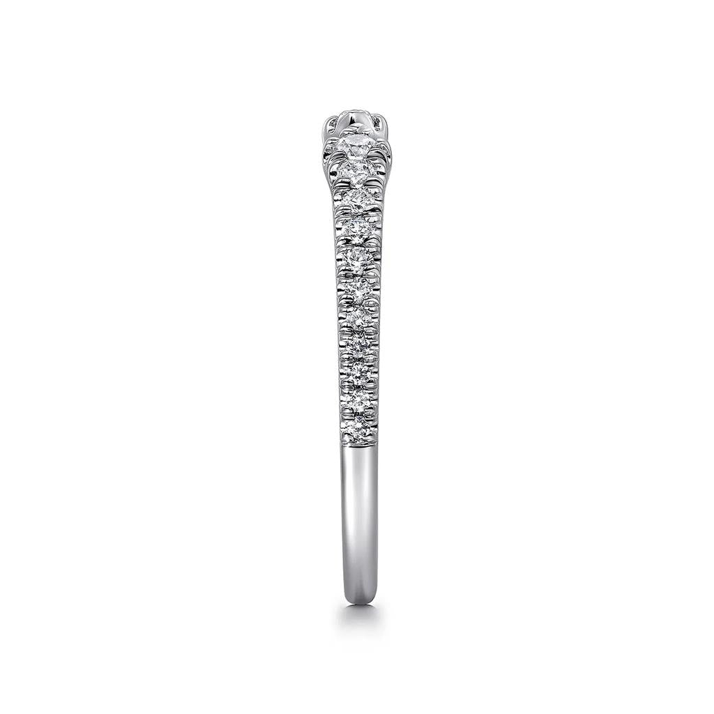14K White Gold Diamond Open Cuff Ring