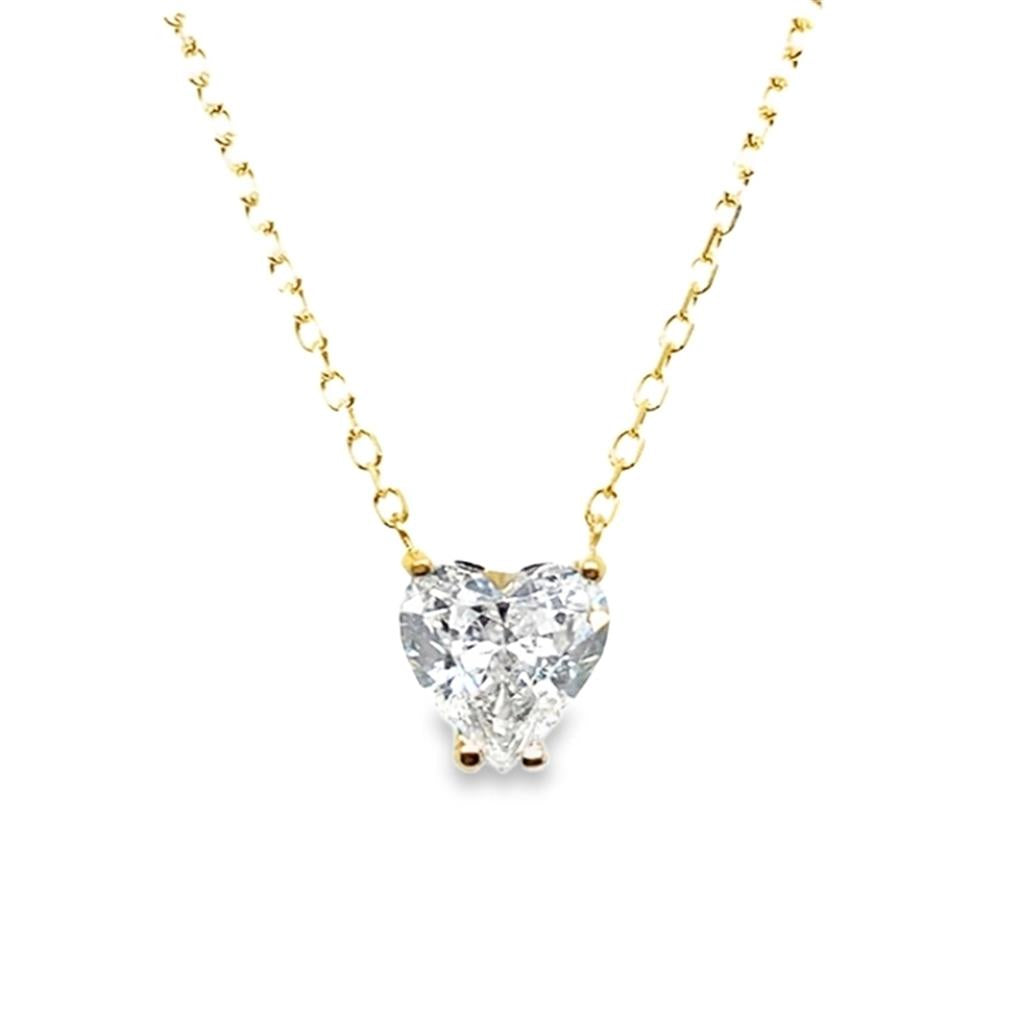 14kt Yellow Gold Heart Diamond Solitaire Necklace – 2.00ct