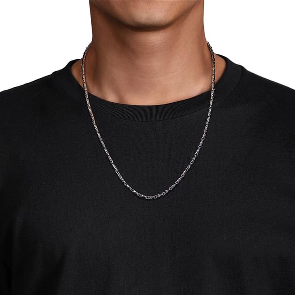 24" 925 Sterling Silver Hollow Men's Link Chain Necklace
