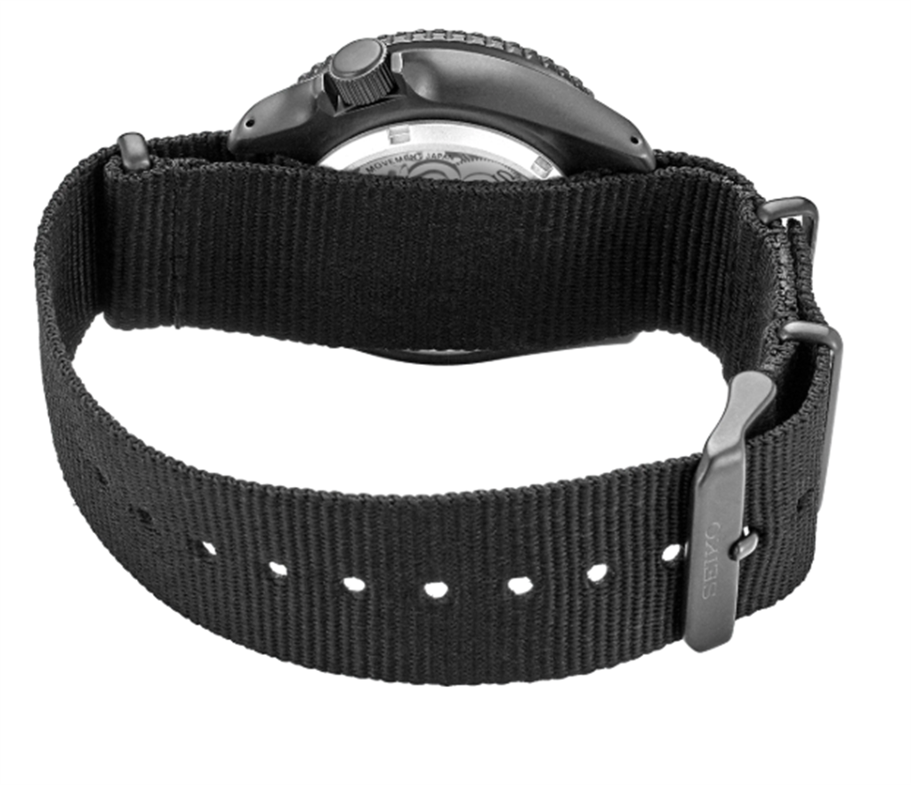 Seiko 5 Sports Stainless Steel Black Index Dial Watch – Ref. SRPD79 - back view