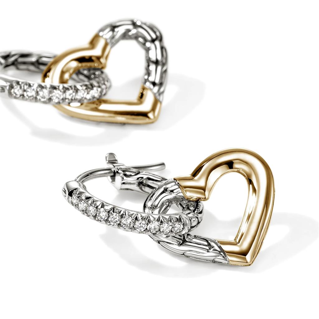 Sterling Silver & 14kt Yellow Gold Diamond Essential Heart Drop Earrings