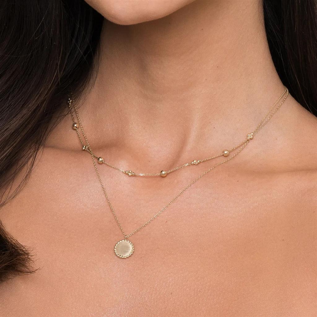 14kt Yellow Gold Beaded Station Bujukan Necklace - 17.5"