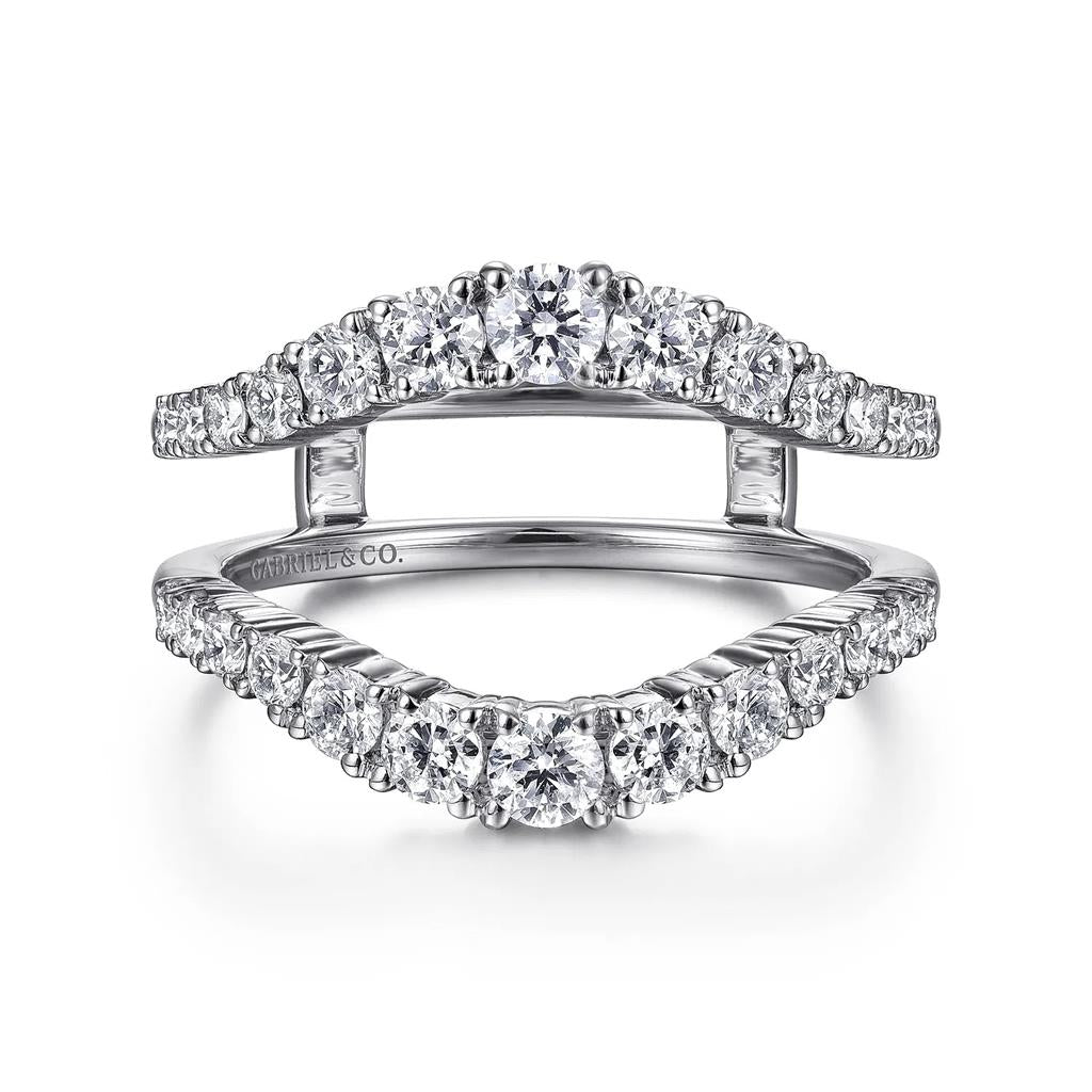 14K White Gold Curved Diamond Ring Enhancer