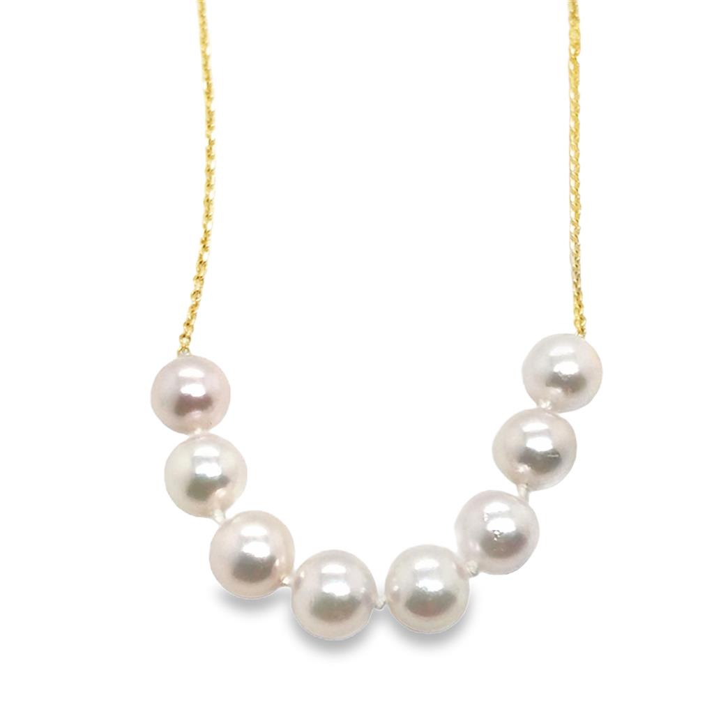 14kt Yellow Gold Pearl Necklace – 18" Classic White Cultured Pearl Strand