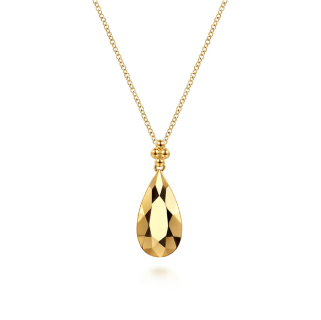 14KT Yellow Gold Bujukan Clover Teardrop Necklace