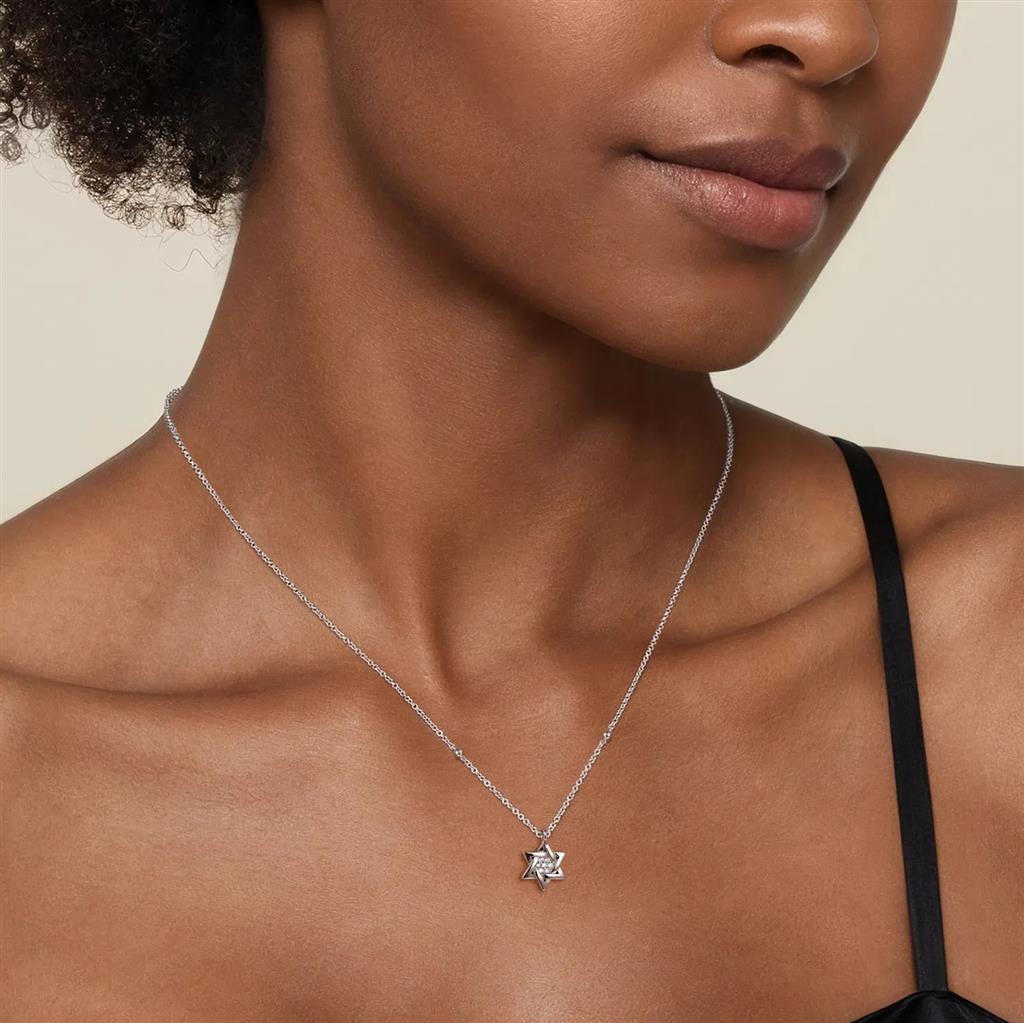 Sterling Silver Bujukan Diamond Star Of David Pendant Necklace