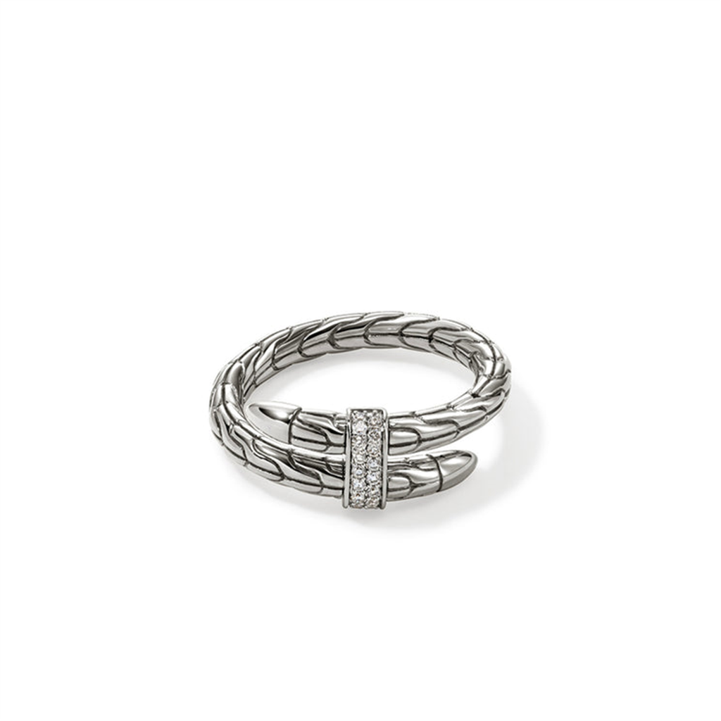 Silver Spear Diamond Pave Single Wrap Ring