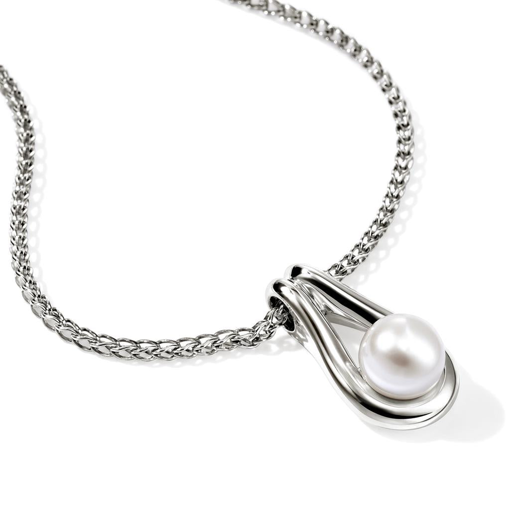 Sterling Silver 8.5–9mm Cultured Freshwater Pearl Surf Pendant Necklace