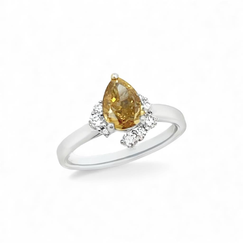 14K White Gold Cluster Engagement Ring