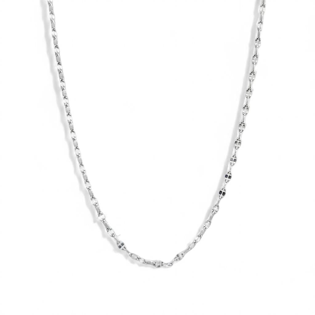 18KT 18" White Gold Fancy Link Chain