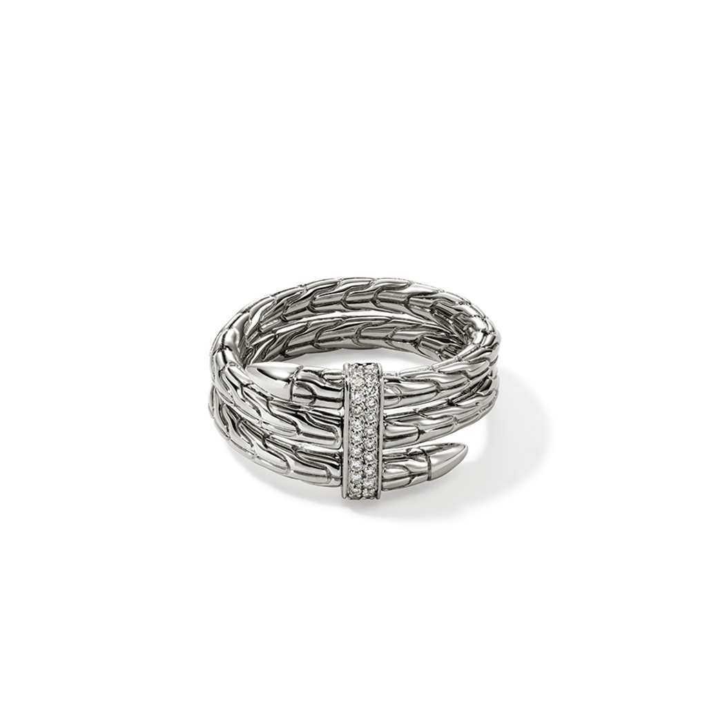 Sterling Silver Spear Diamond Pave Double Wrap Ring RBP986812DIX7