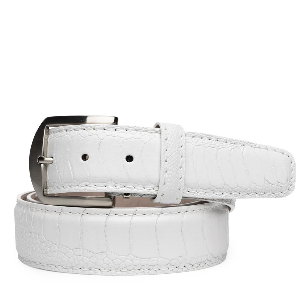 LEN Genuine Ostrich – White Men’s Belt