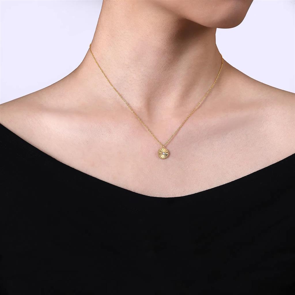 14K White Yellow Gold Diamond Pendant Necklace-Bujukan NK6862M45JJ