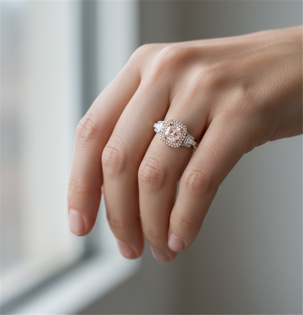 18K Rose & White Gold Fancy Pink Diamond Fashion Ring