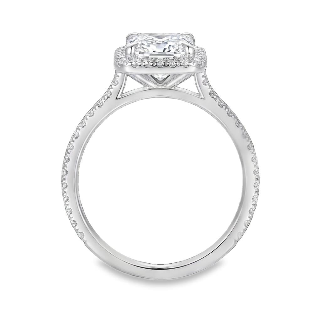 14kt White Gold Radiant Hidden Halo Diamond Semi-Mount