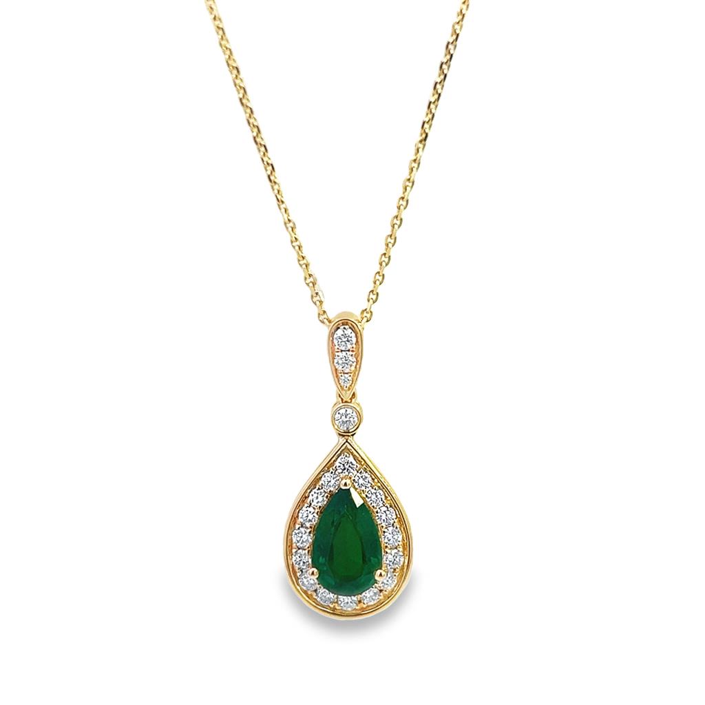 18KT Yellow Gold Pear Halo Pendant
