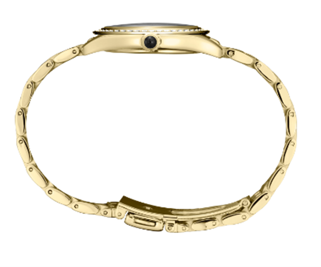 Seiko Essentials Yellow Stainless Steel White Arabic Dial Watch - side view