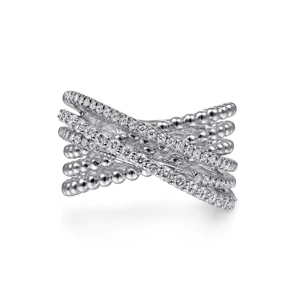 Sterling Silver White Sapphire Bujukan Criss Cross Ring
