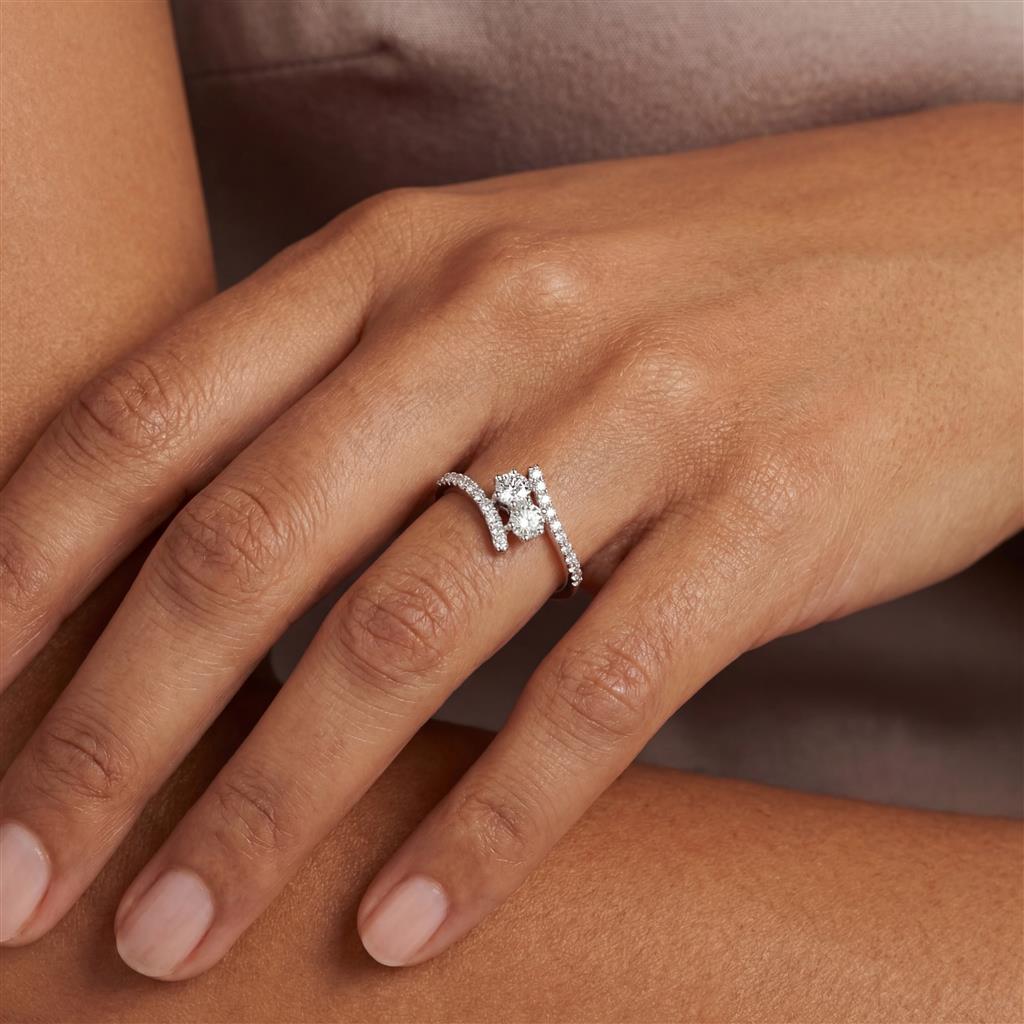 14kt White Gold 0.50ct Diamond Bypass Ring