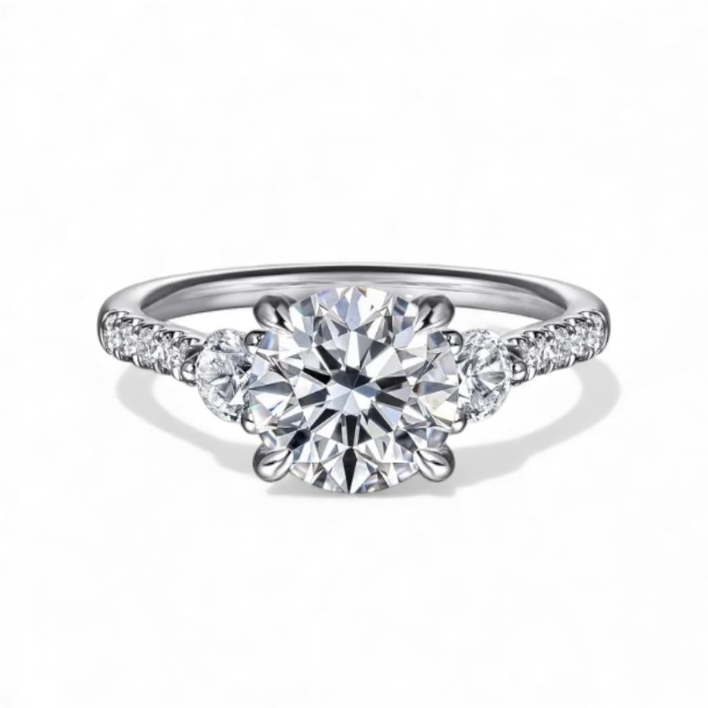 14kt White Gold Three-Stone Diamond Engagement Ring
