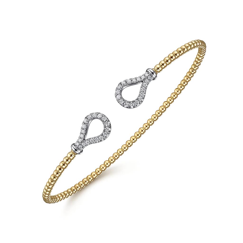 14Kt Two-Tone Gold Bujukan Teardrop Diamond Bangle Bracelet