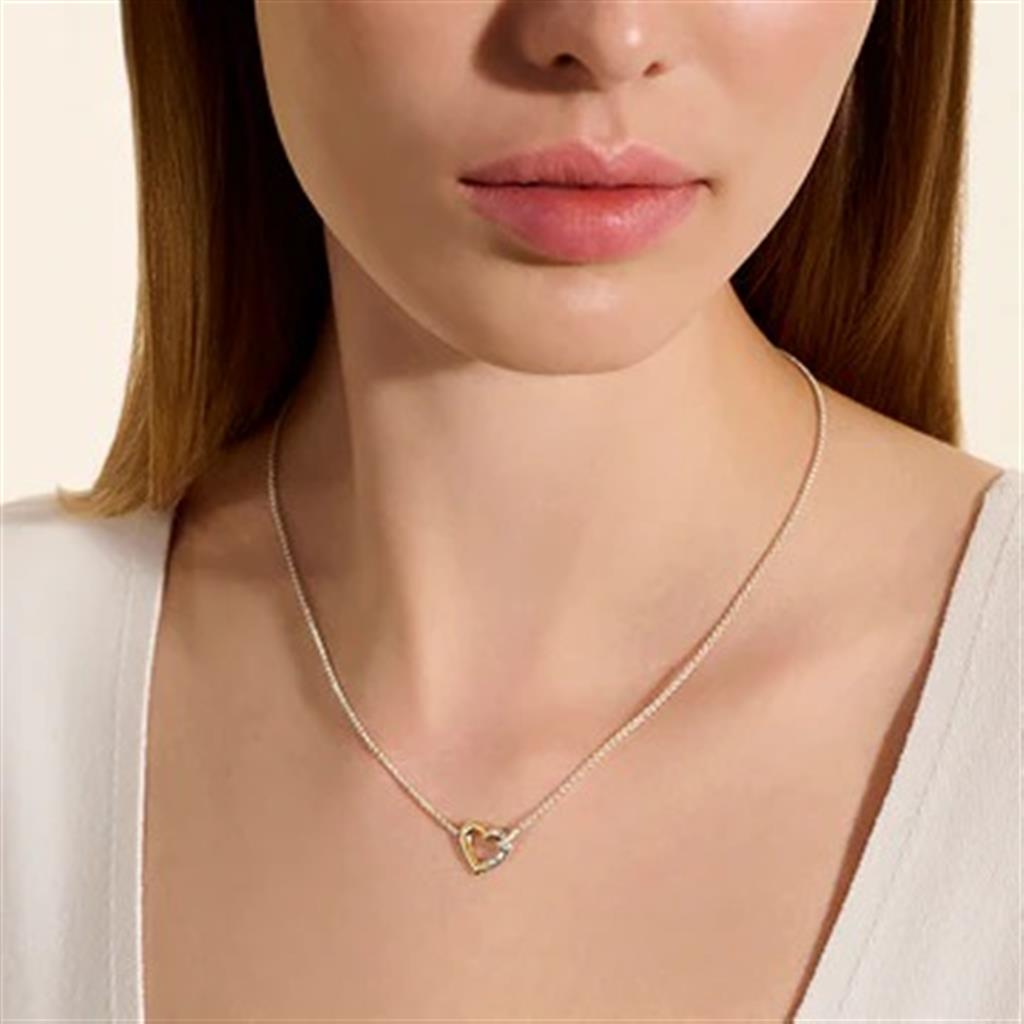 Sterling Silver & 14kt Yellow Gold 1.5mm Diamond Essential Heart Link Necklace