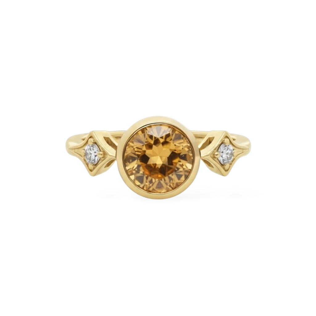 14K Yellow Gold Citrine & Diamond 3-Stone Ring | 1.32 CTW