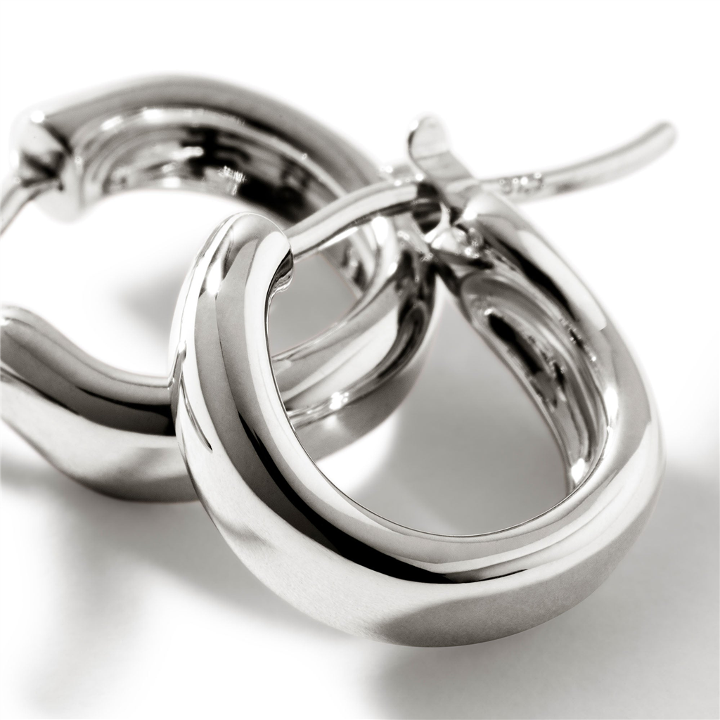 Sterling Silver 12mm Surf Huggie Earrings