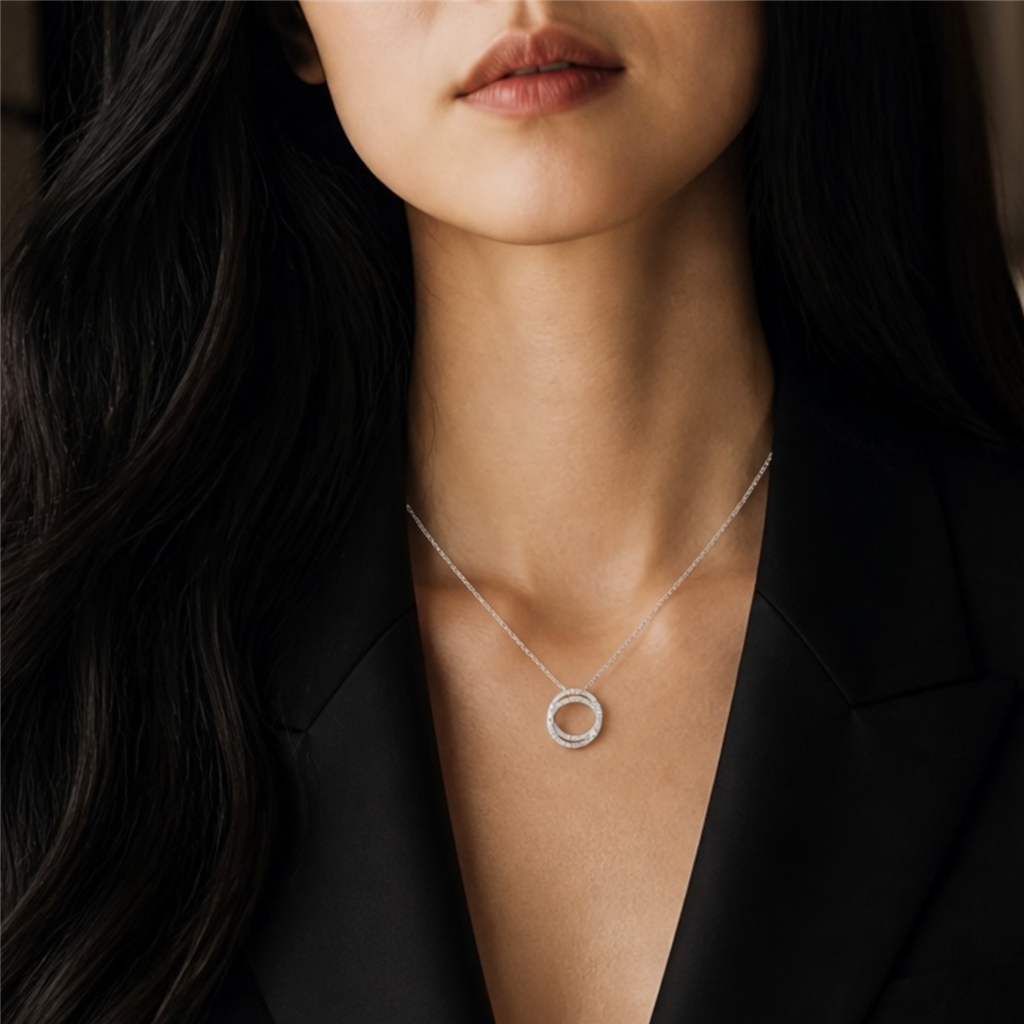 Eternity Diamond Interlocking Circle Necklace