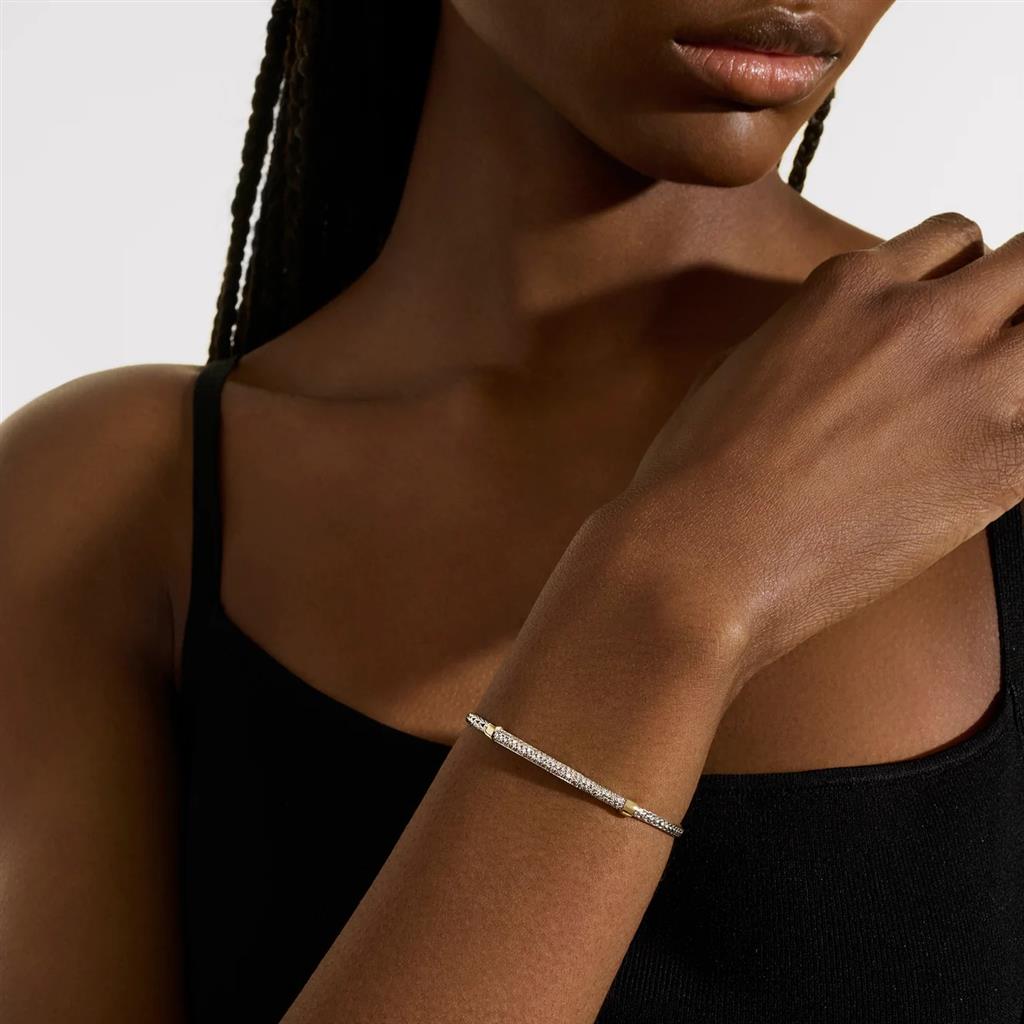 Essential PavĆ© Diamond Bracelet ā 2.5mm Sterling Silver & 14kt Yellow Gold