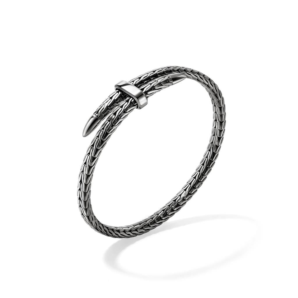 Dark Sterling Silver Black Rhodium 5.5mm Spear Cuff Bracelet CM901107BRDXL