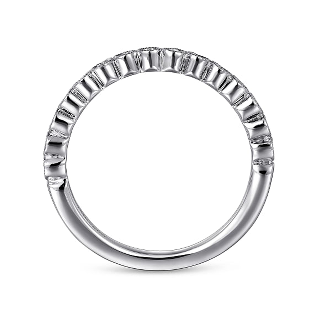 14K White Gold Round Bezel Set Diamond Band - 0.15 ct