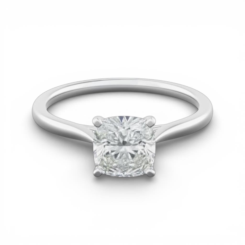 14KT White Gold Cushion Solitaire Semi-Mounting