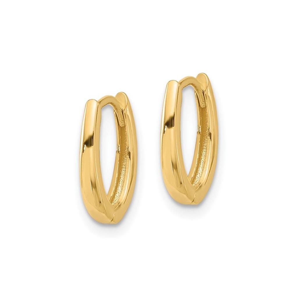 14K Yellow Gold 2.25 x 12.6mm Oval Hinged Hoop Earrings